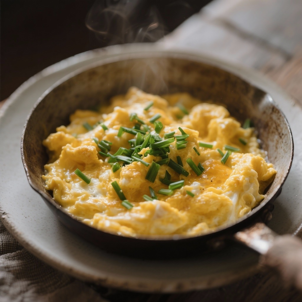 Abendessen mit Histaminintoleranz - Rezept 7: Schnelles Rührei mit Schnittlauch (mit Vorsicht)